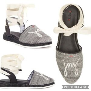 ED by Ellen DeGeneres Lourana Ankle Wrap Black and White Espadrilles Size 7M